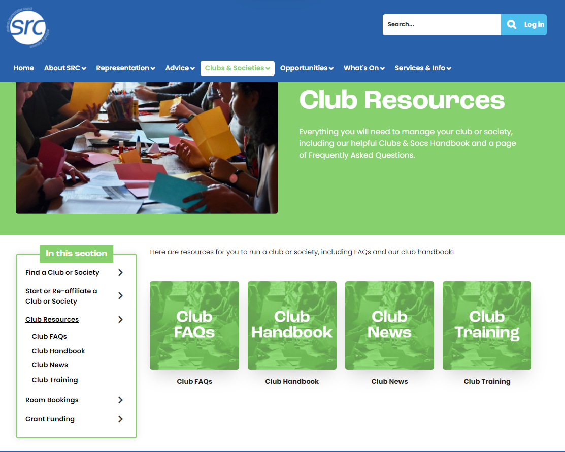Glasgow SRC clubs and societies resources page