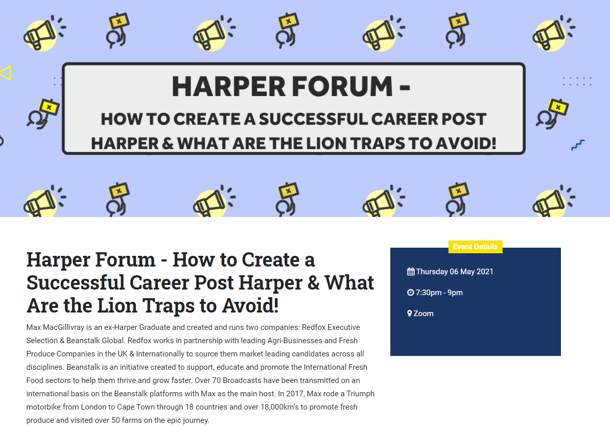 Harper Adams Students' Union forum web page