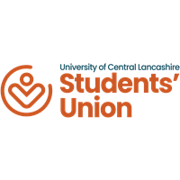 The UCLan Students' Union logo in orange text