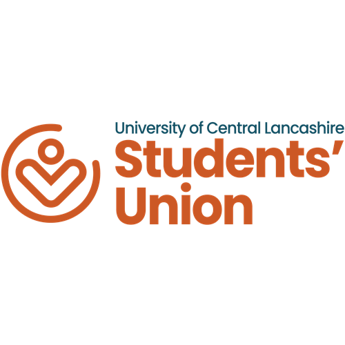 The UCLan Students' Union logo in orange text